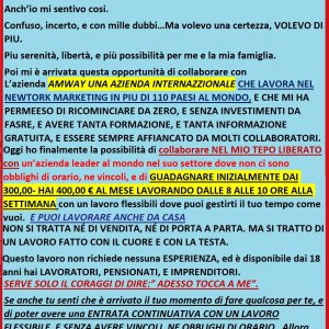 OFFRO LAVORO NEL TEMPO LIBERATO, O PART TIMER