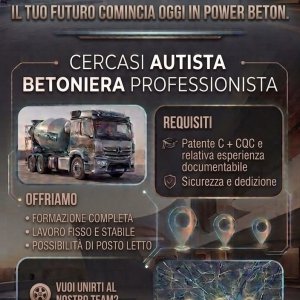 POWER BETON SRL  ricerca AUTISTA / AUTOTRASPORTATORE a Lainate, MI, Italia