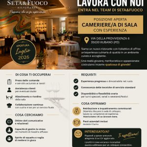 Cameriere/a di Sala con esperienza - Nuova Apertura Seta&Fuoco