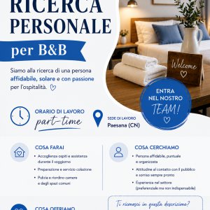 B &B Blue Dragonfly  ricerca personale per ACCOGLIENZA CLIENTI a Paesana, CN, Italia